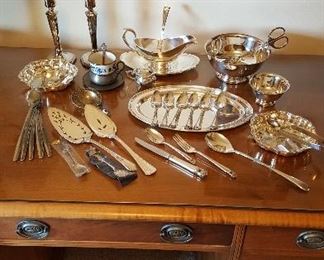 Antique Desk, and Silverplated Items