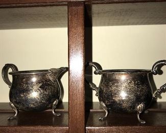 SILVER SUGAR BOWL AND CREAMER SET