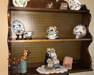 VINTAGE SOLID WOOD HANGING DISPLAY SHELF