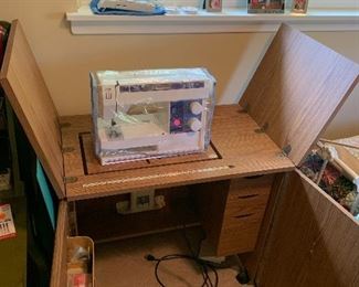 Viking Husqvarna 230 electronic sewing machine w/sewing cabinet