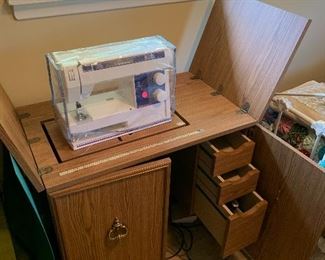 Viking Husqvarna 230 electronic sewing machine w/sewing cabinet