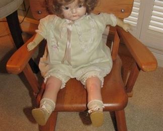 Small Rocker with Antique Doll