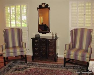 Vignette of Hickory Chair Company Chest, Two Chairs