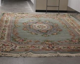 Mint Green Floral Area Rug