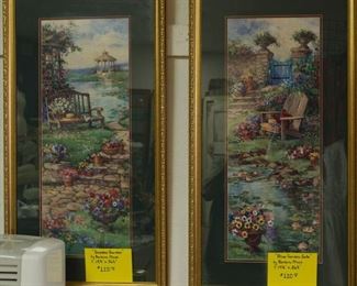 Prints - "Blue Garden Gate" and "Gazebo Garden" by Barbara Mock approx 19" x 28"