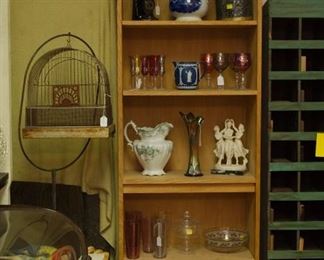 Hanging Bird Cage is Gone, Book Shelf ( great for the garage or craft room as is. A little sanding and stain or paint and it would look great in your den)