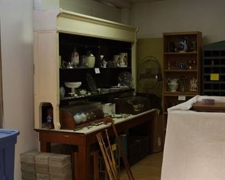 Chick Cage on Rollers, Two Doll Beds (Frame Only - No Springs or Mattress. One is Metal the other is Wood) Small Occasional Table, 17 Glass Bricks