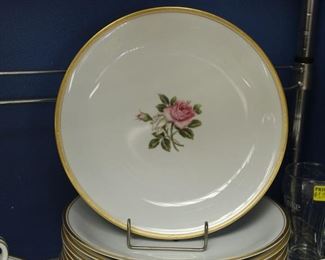 China - Noritake "Rose" 75 pieces; 11 cups, 12 saucers (1 small chip), 12 Fruit/Finger bowls, 1 Gravy Boat, 1 Soup Tureen NO LID, 12 Soup Bowls (1 small chip), 1 Covered Sugar, 2 Platters - 1 small 1 large, 11 Dessert Plates, 11 Dinner Plates, 1 Bread? Plate