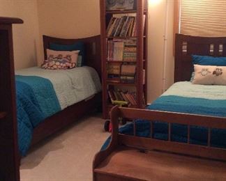 Two twin beds and mattresses