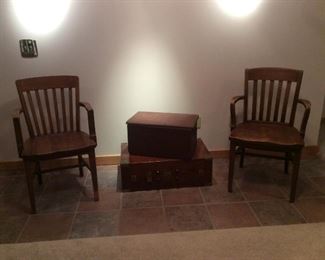 Desk chairs and trunks