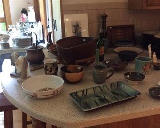 Pottery and wood bowls