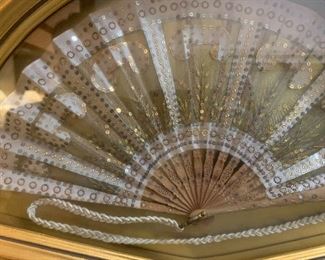This antique framed Belgian lace fan is only $75 plus tax