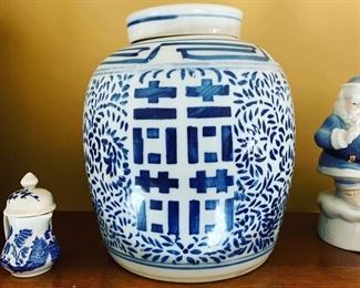 Blue/white ginger jar is only $35!plus tax