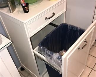 KITCHEN CART WITH HIDEAWAY TRASH CAN HOLDER 