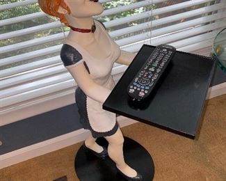 MAID WITH TRAY SIDE TABLE / TV REMOTE HOLDER