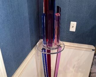 COLORFUL SHLOMI HAZIZA LUCITE SCULPTURE
64” HEIGHT x 15” DIAMETER