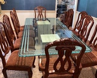 UPHOLSTERED TRADITIONAL CHAIRS BY ASHLEY FURNITURE -10 CHAIRS (TABLE NOT FOR SALE)