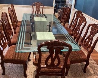 UPHOLSTERED TRADITIONAL CHAIRS BY ASHLEY FURNITURE -10 CHAIRS (TABLE NOT FOR SALE)