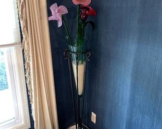 COLORFUL GLASS FLOWERS WITH FLOOR VASE