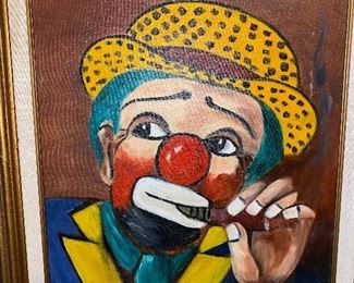 CLOWN OIL ON CANVAS PAINTING