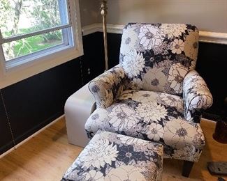 FLORAL CHAIR AND OTTOMAN
