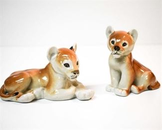 Lomonosov Leningrad Porcelain Lion & Cub Figurines