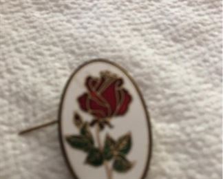 Vintage enameled rose pin