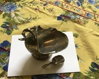 Vintage sugar scuttle and scoop