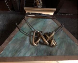 Vintage large slag glass light fixture