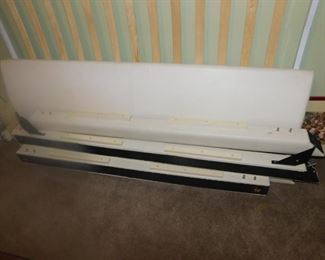 King size white leather bed frame in excellent condition. It is pictured here disassembled. Gorgeous!