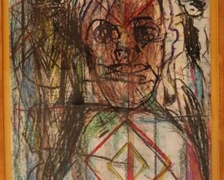 James C. Harrison, #1452: "I Open...", 1962.  Crayon, Gouache & Pastel on Paper. Signed upper right. Framed: 21" x 29". $950.00