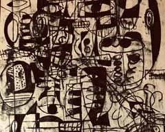 Darin Latimer: "Ubu (Land of 1000 Dances)", May 2019. Krink Ink & Acrylic Paint on Wooden Artist's Panel. Signed verso. Size: 20" x 24". $1,100.00