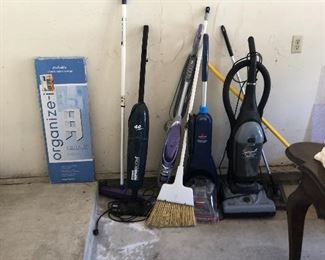 Many working Vacuums, Cleaners, Brooms etc