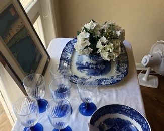 Blue and white wedgewood, etc