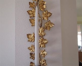 Wall-Mount Candle Holder, Gold Overlay