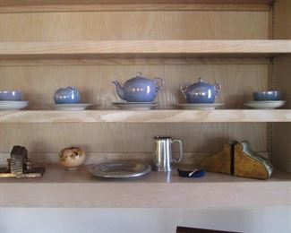 Several Bookend Sets, Tea Set & Pewter Pieces