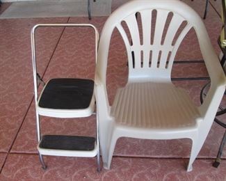 Plastic Chair & Step Stool