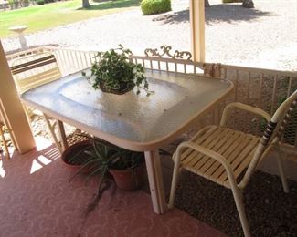Patio Table, 38" X 60" + 2-Patio Chairs