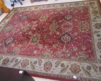 8' X 10' Area Rug, Cherry-Red with Beige Border