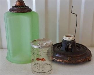 RARE 1920s Cast Iron Aquarium Motion Lamp. Well worth restoring! Needs to be rewired, and is missing the little cap that sits on the pin and allows the celluloid cylinder to revolve and create the illusion of swimming goldfish. Remaining parts are all in very good condition.