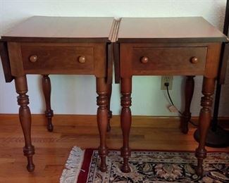 Pair Cherry Dropleaf Stands. These are simply beautiful pieces of furniture, hand made for Mrs. Law by Wade A. Lile of Lexington, Kentucky in 2005. In excellent condition, and made from fine grade solid cherry. The work of a true craftsman. Don't miss these!