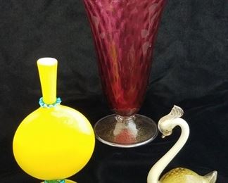 Italian Murano Glass Barbini Swan & Vases