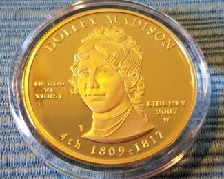 2007W 1st Spouse Dolly Madison 1/2 OZ .9999 Gold Coin