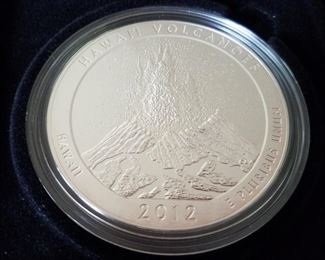 5 Ounce Uncirculated .999 Silver Coin Volcanoes Park Hawaii