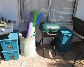 Small Covered Grill, Bins & Pool Noodles