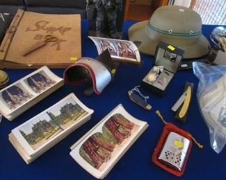 Antique View Master & Slide Photos, Old Razor, Pocket Knife and Hand Warmer