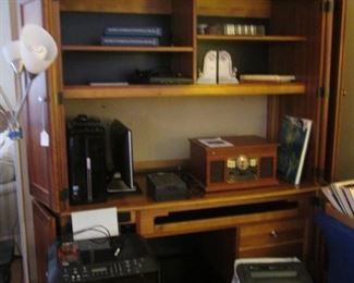 Floor Lamp and 65" Computer Cabinet with Closed Doors