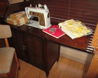 Vintage Singer "Touch & Sew" Sewing Machine with a 2-Drop Side Cabinet