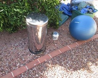 Garbage Can & Exercise Ball