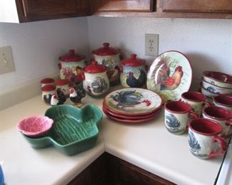 Rooster-Themed Plates, Mugs, Bowls, Salt/Pepper & 7-Piece Canister Set by Certified International